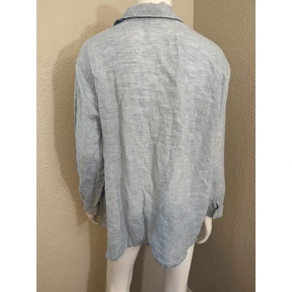 J Jill Linen 2X Top Women Button Down Boho Beach Classic - Picture 6 of 9